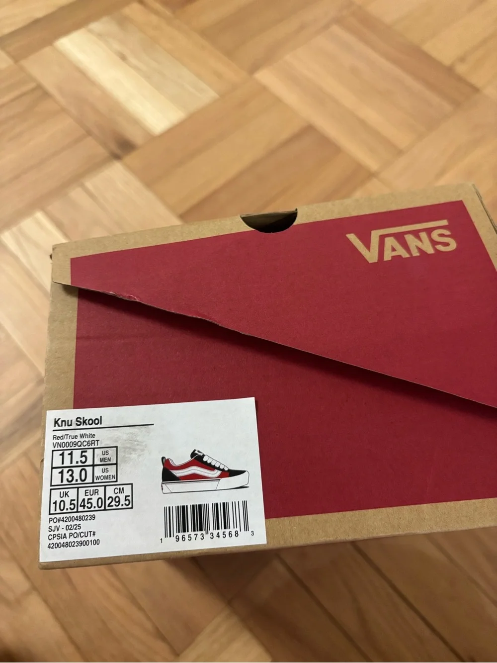 VANS Knu Skool Red Black True White VN0009QC6RT Men Size 11.5 New